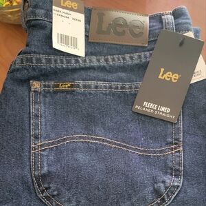 Mens Lee fleece lined relaxed straight leg NWT 32× 30 jeans